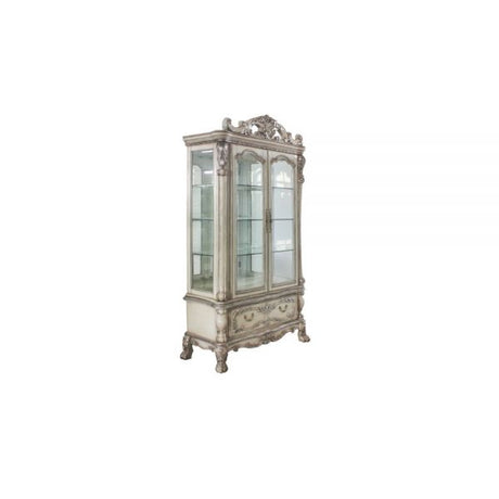 Acme Furniture - Dresden Curio Cabinet in Vintage Bone White - 68182