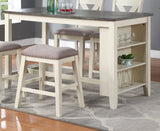 Modern Contemporary 5pc Counter Height High Dining Table w Storage Shelves High Chairs And Stools Wooden Kitchen Breakfast Table Dining Room Furniture - Home Elegance USA