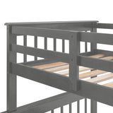 Stairway Twin-Over-Full Bunk Bed with Drawer, Storage and Guard Rail for Bedroom, Dorm, for Adults, Gray color(Old SKU: LP000219AAE) Home Elegance USA