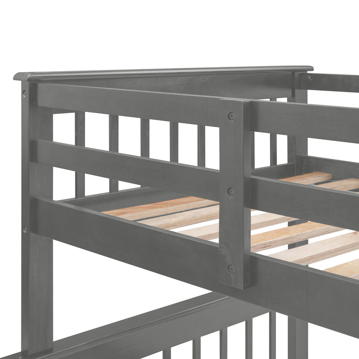 Stairway Twin-Over-Full Bunk Bed with Drawer, Storage and Guard Rail for Bedroom, Dorm, for Adults, Gray color(Old SKU: LP000219AAE) - Home Elegance USA