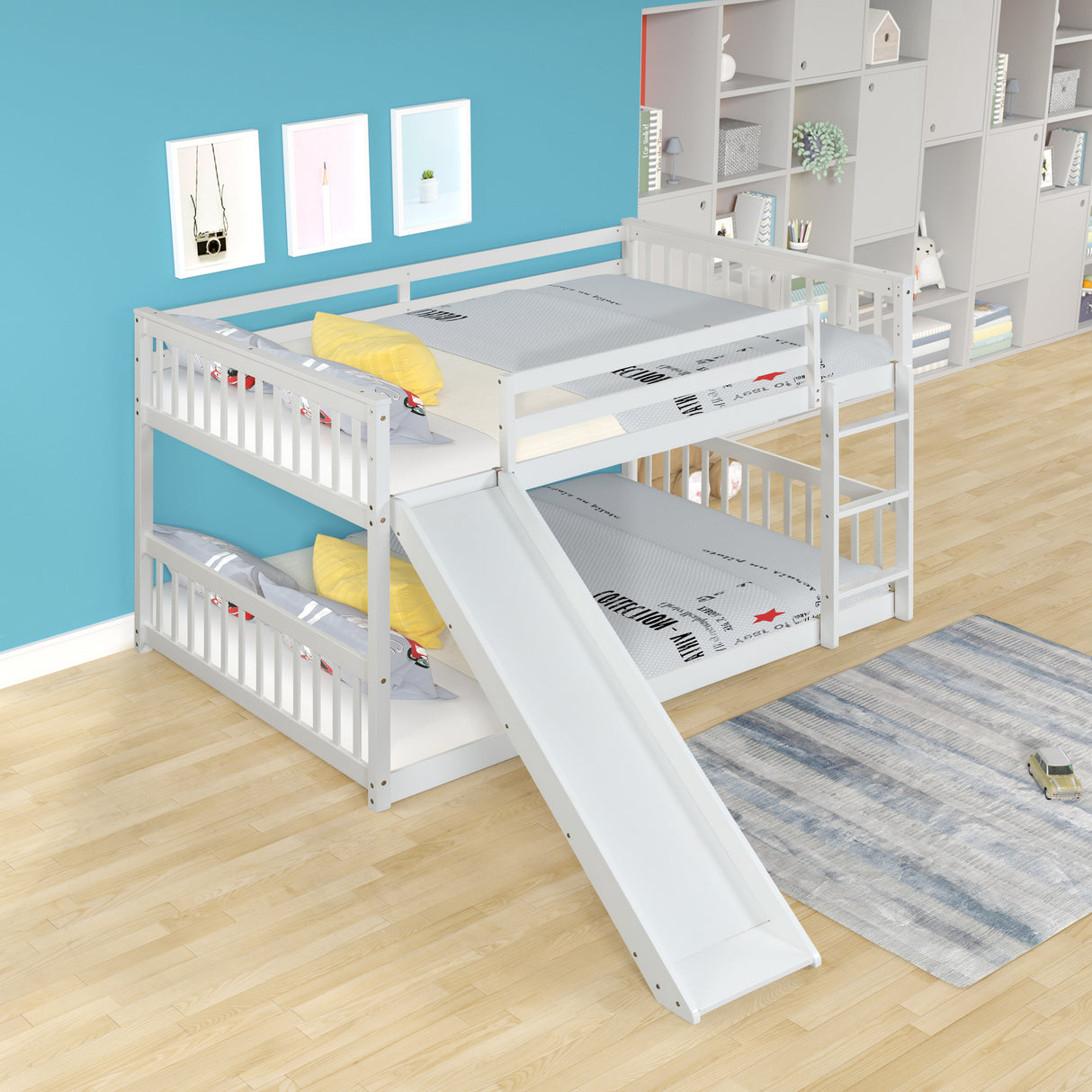 Full over Full bunkbed with Slied for white color - Home Elegance USA