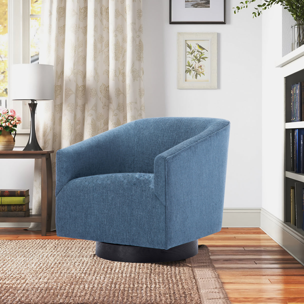 Garland Cadet Blue Wood Base Swivel Chair - Home Elegance USA