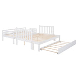 Twin over Twin/Full Bunk Bed with Twin Size Trundle (White)(OLD SKU :LP000025AAK) - Home Elegance USA