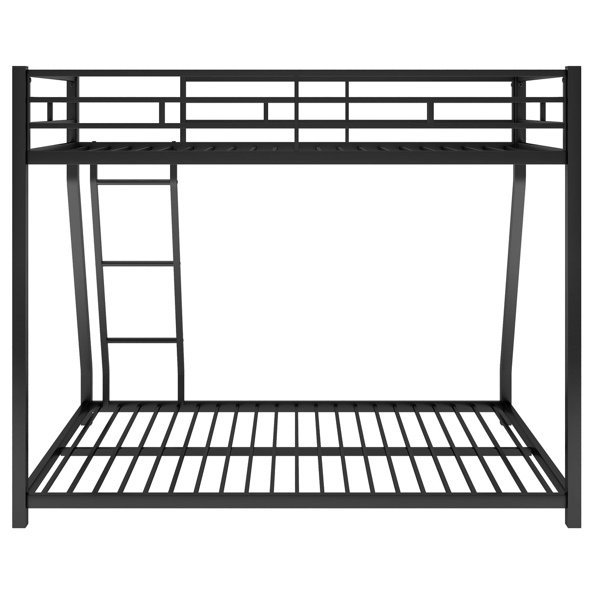 Metal Floor Bunk Bed, Twin over Full,Black(OLD SKU:MF193244AAB) - Home Elegance USA