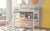 Twin size Loft Bed with Storage Shelves, Desk and Ladder, White(OLD SKU :LP000140KAA) - Home Elegance USA