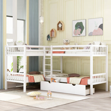 Twin L-Shaped Bunk bed with Drawers-Gray(OLD SKU :LP000038AAK) - Home Elegance USA