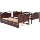 Twin-Over-Twin Bunk Bed with Twin size Trundle , Separable Bunk Bed for Bedroom - Espresso - Home Elegance USA