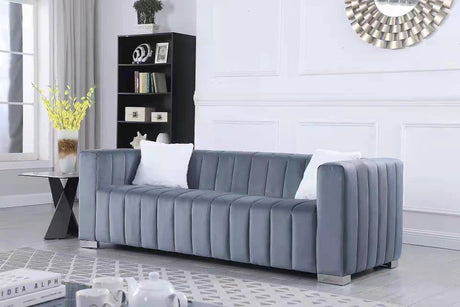 A modern channel sofa take on a traditional Chesterfield,Grey color,3 seater - W1099S00013 - image - 2