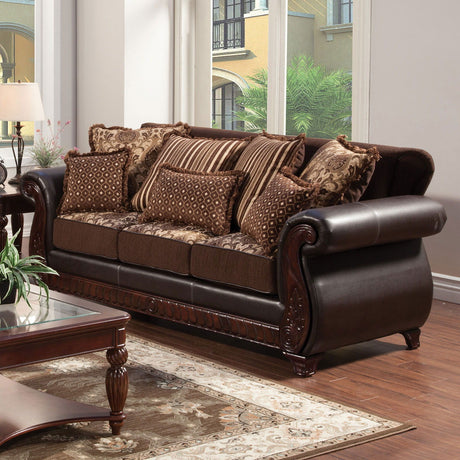 Franklin - Sofa & Loveseat - Dark Brown / Tan - Home Elegance USA