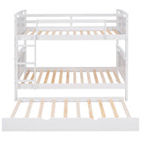 Twin-Over-Twin Bunk Bed with Twin size Trundle , Separable Bunk Bed for Bedroom - White - Home Elegance USA