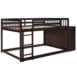 Full over Full Bunk Bed with 4 Drawers and 3 Shelves-Espresso - Home Elegance USA