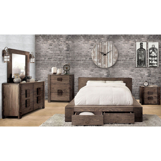 Janeiro - 5 Piece Queen Bedroom Set With Chest - Rustic Natural Tone - Home Elegance USA