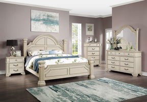 Pamphilos - Queen Bed & 1 Nightstand & Dresser & Mirror - Antique White