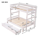 Twin over Full Wood Bunk Bed with 2 Drawers, White - Home Elegance USA