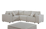 Melrose Modular Sectional Sofa with Ottoman in Beige Linen - Home Elegance USA