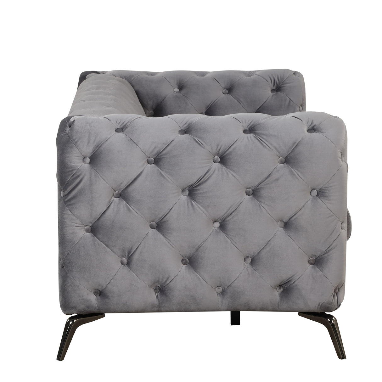 63" Velvet Upholstered Loveseat Sofa,Modern Loveseat Sofa with Button Tufted Back,2 - Person Loveseat Sofa Couch for Living Room,Bedroom,or Small Space,Gray - SG000602AAE - image - 9