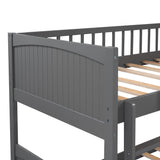 Twin Size Bunk Bed with a Loft Bed attached, with Two Drawers,Gray - Home Elegance USA