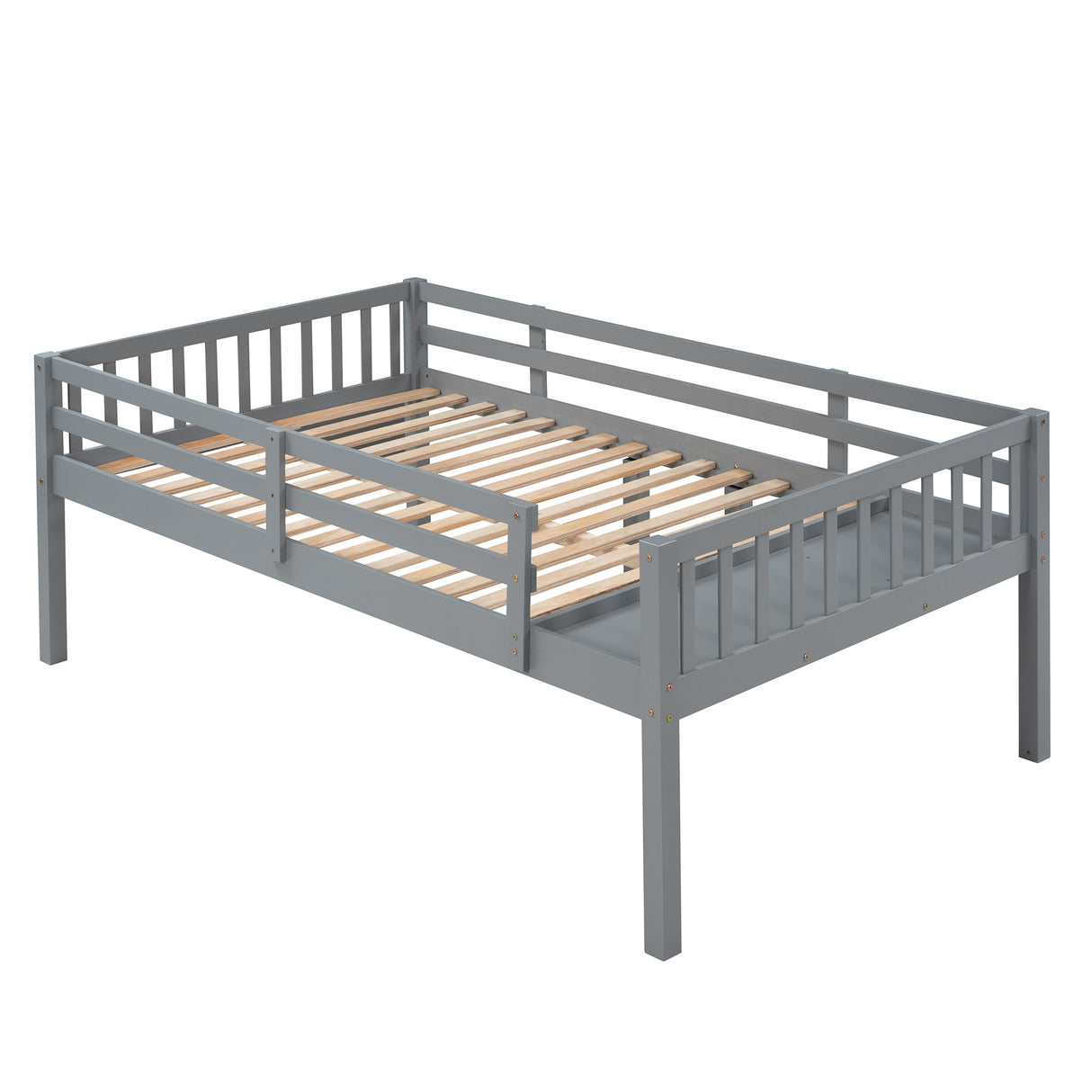 Full Over Twin & Twin Bunk Bed, Wood Triple Bunk Bed with Drawers and Guardrails, Gray (OLD SKU: LP000143AAE) - Home Elegance USA