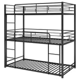 Metal Twin Size Triple Bunk Bed, Black - Home Elegance USA