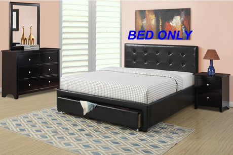 Bedroom Furniture Black Storage Under Bed Queen Size bed Faux Leather upholstered - Home Elegance USA