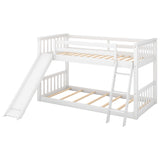 Twin over Twin Bunk Bed with Convertible Slide and Ladder, White - Home Elegance USA