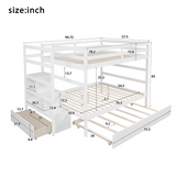 Full over Full Bunk Bed with Twin Size Trundle (White)(OLD SKU :LP000033AAK) - Home Elegance USA