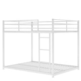 Full over Full Metal Bunk Bed, Low Bunk Bed with Ladder, White（Old SKU:MF197034AAK） - Home Elegance USA