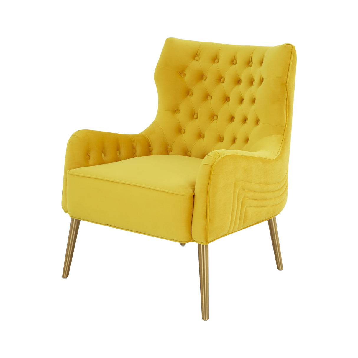 Modrest Everly Contemporary Velvet Yellow Accent Chair - Home Elegance USA