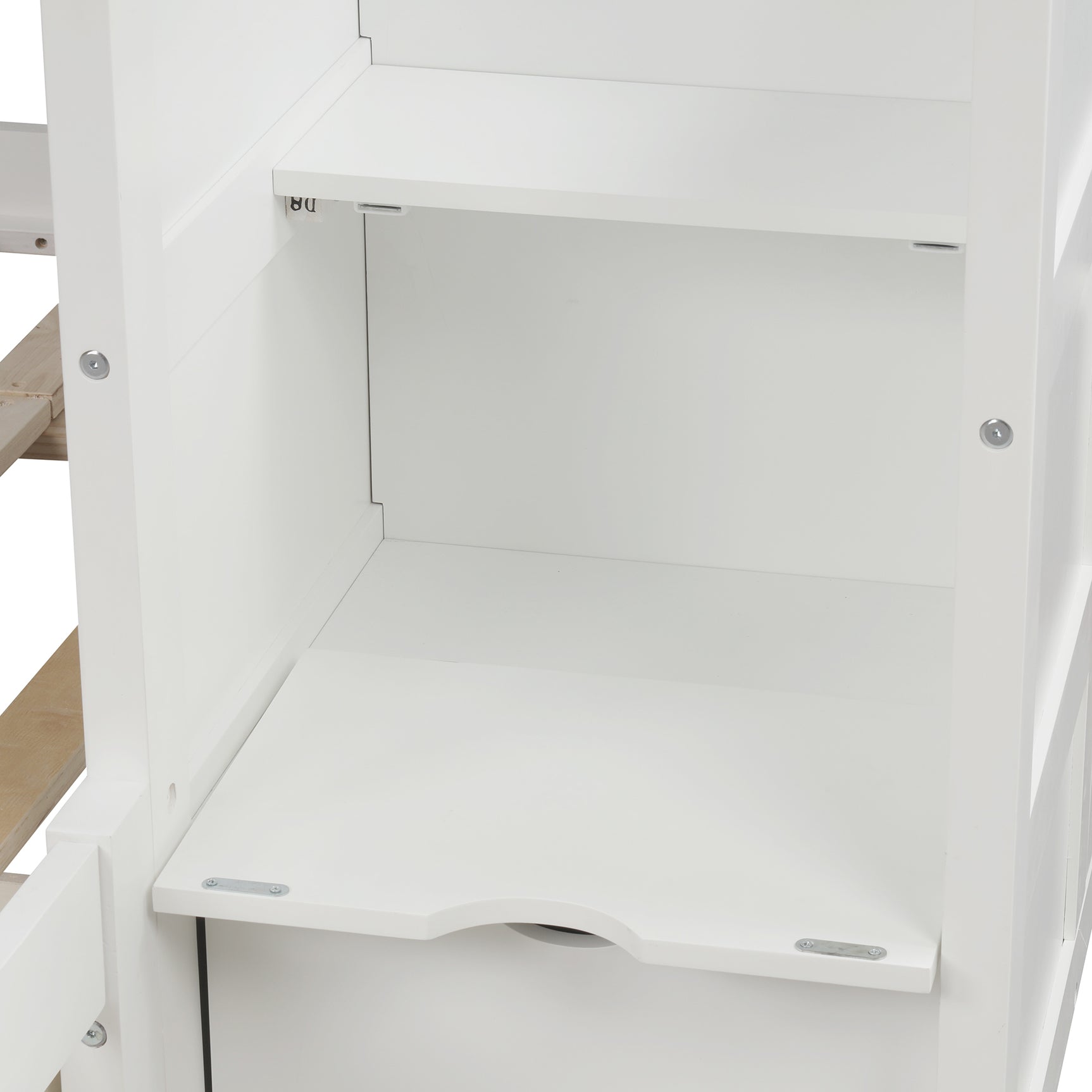 Twin over Full/Twin Bunk Bed, Convertible Bottom Bed, Storage Shelves and Drawers, White - Home Elegance USA