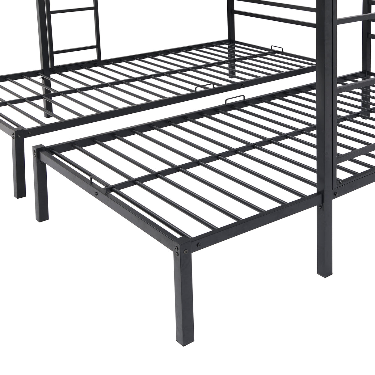 Full over Twin&Twin Size Bunk Bed with Built-in Shelf, Black - Home Elegance USA