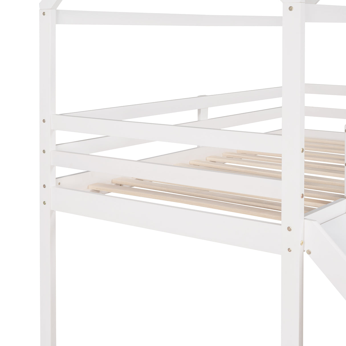 Twin Loft Bed with Slide, House Bed with Slide,White(OLD SKU :WF286245AAK) - Home Elegance USA