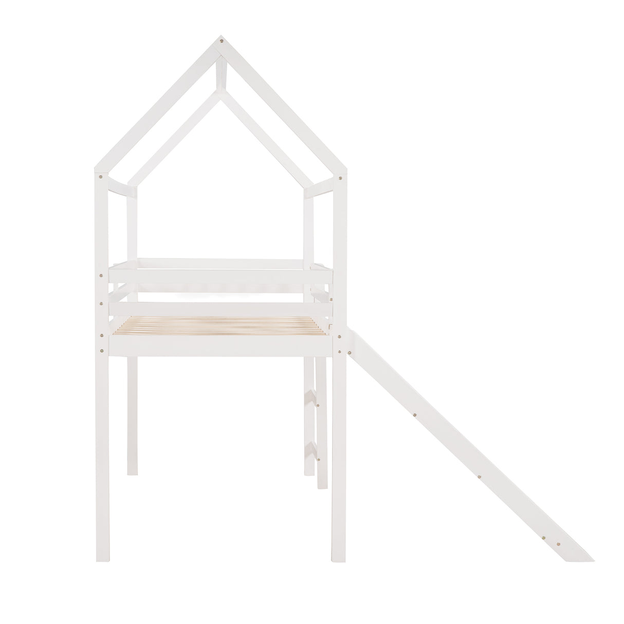 Twin Loft Bed with Slide, House Bed with Slide,White(OLD SKU :WF286245AAK) - Home Elegance USA