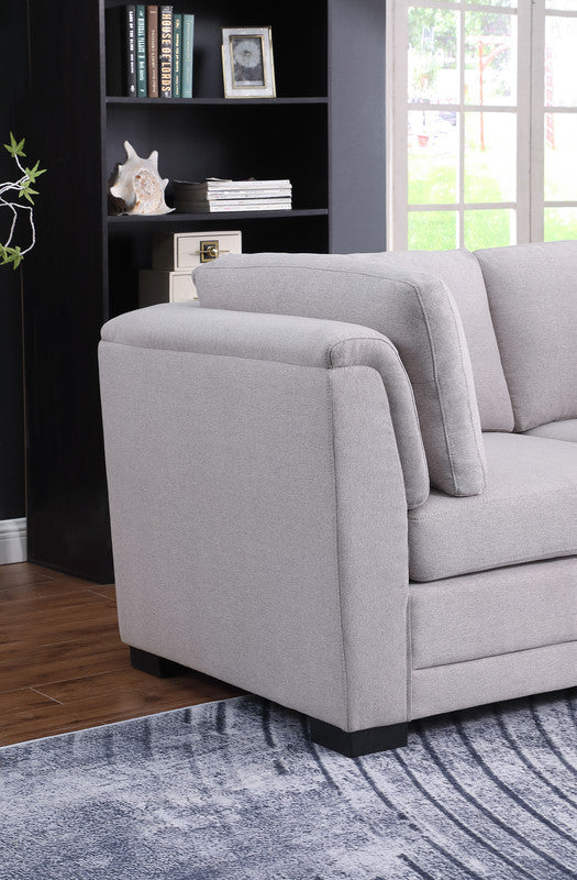 Kristin Light Gray Linen Fabric Reversible Sofa with Ottoman Home Elegance USA