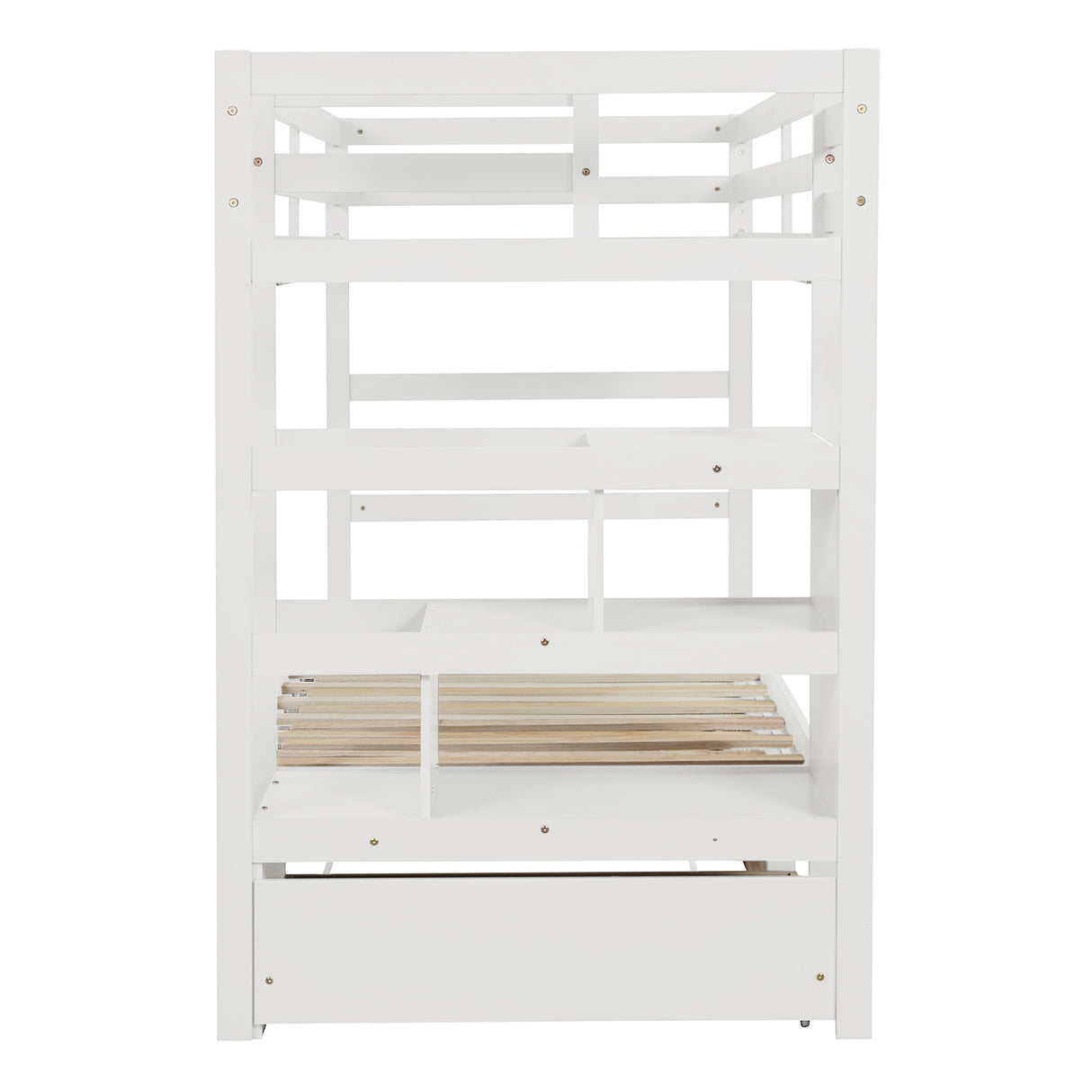 Twin over Twin/King (Irregular King Size) Bunk Bed with Twin Size Trundle, Extendable Bunk Bed   (White)(OLD SKU :LP000032AAK) - Home Elegance USA