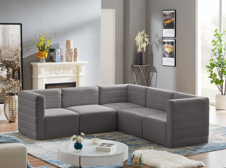 Quincy - Modular Sectional 5 Piece - Grey - Home Elegance USA