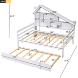 Full Size Platform Bed with Trundle and Shelves, White - Home Elegance USA