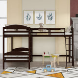 Twin L-Shaped Bunk Bed and Loft Bed - Espresso(OLD SKU :LP000023AAP) - Home Elegance USA