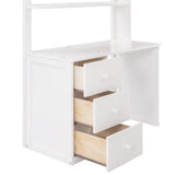 Twin size Loft Bed with Drawers,Desk,and Wardrobe-White - Home Elegance USA