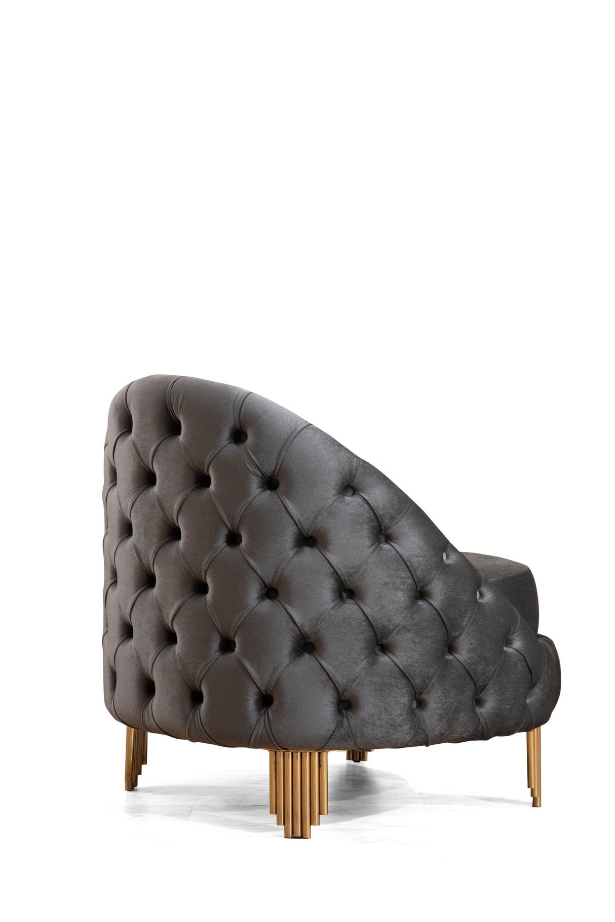 Vanessa Chair Livingroom Set in Grey and Gold with Fabric button-tufted velvet upholstery Finish - Home Elegance USA
