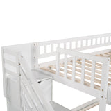 Stairway Twin over Twin Bunk Bed with Two Drawers and Slide, White(OLD SKU :LP000156AAK) - Home Elegance USA