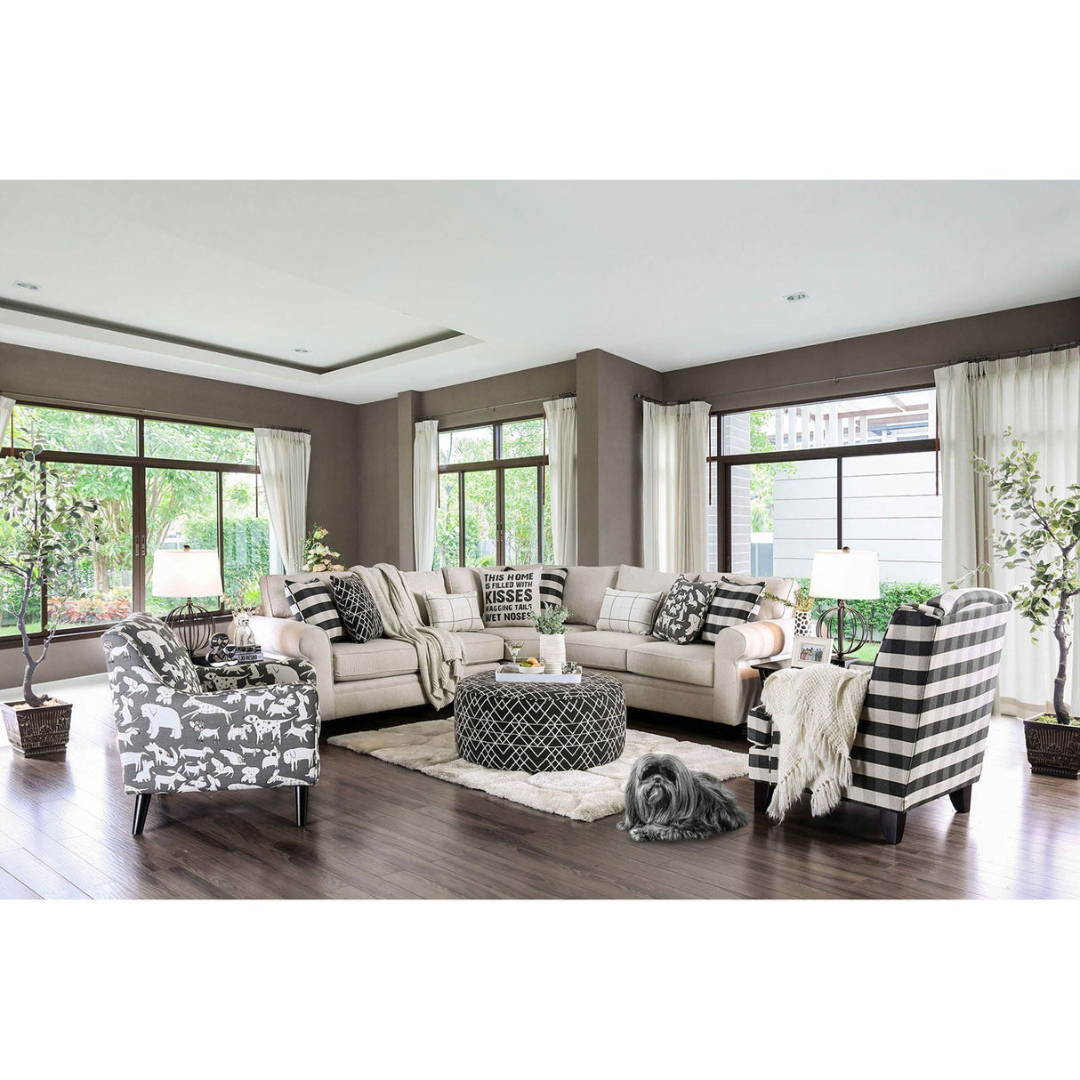 Patricia - Sectional - Ivory - Home Elegance USA