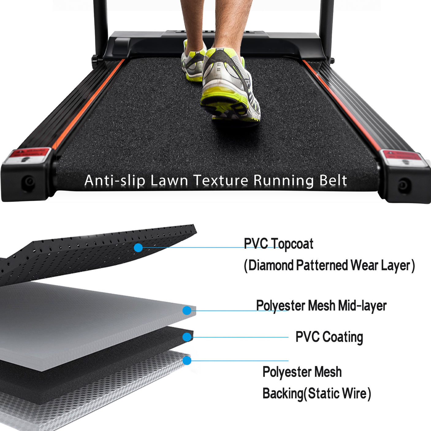 Folding Treadmill Electric Running Machine Walking Jogging Machine with 3 Level Incline 12 Preset Programs for Home Gym