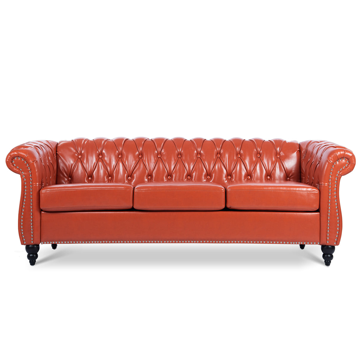 84.65" Rolled Arm Chesterfield 3 Seater Sofa - W68056682 - image - 4