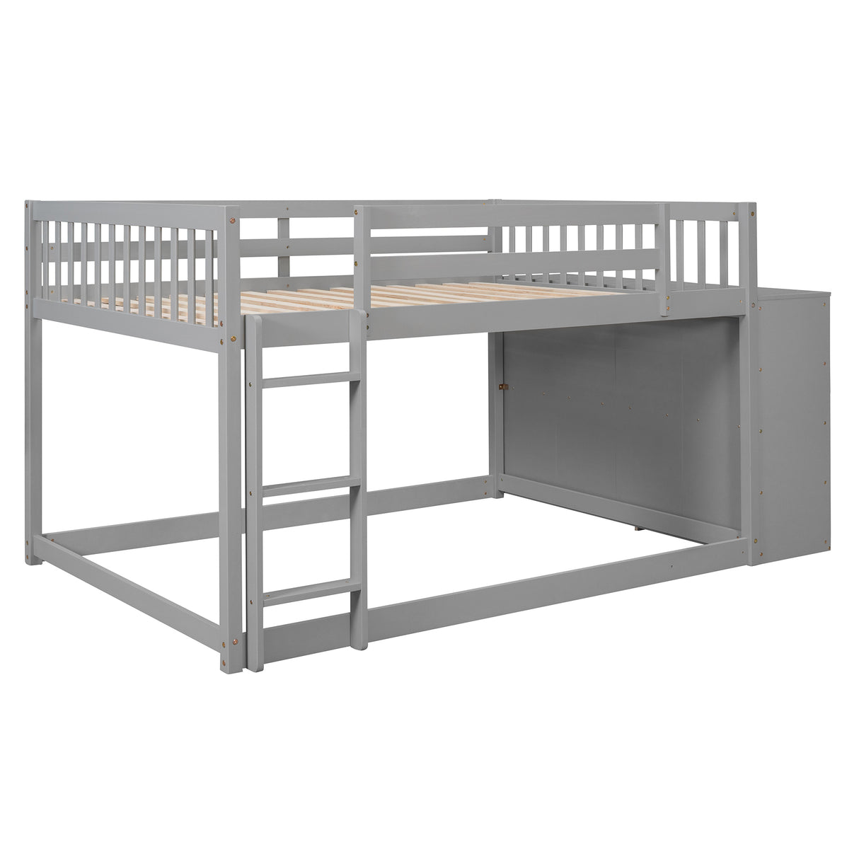 Full over Full Bunk Bed with 4 Drawers and 3 Shelves-Gray - Home Elegance USA