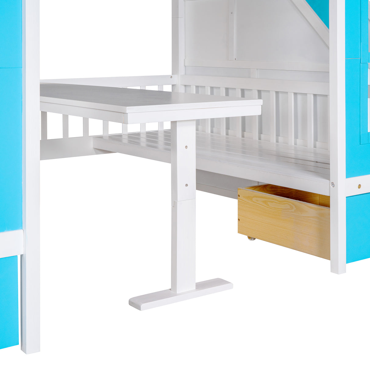 Full-Over-Full Bunk Bed with Changeable Table , Bunk Bed Turn into Upper Bed and Down Desk - Blue - Home Elegance USA