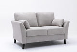 Damian Light Gray Velvet Fabric Sofa Loveseat Living Room Set | Home Elegance USA