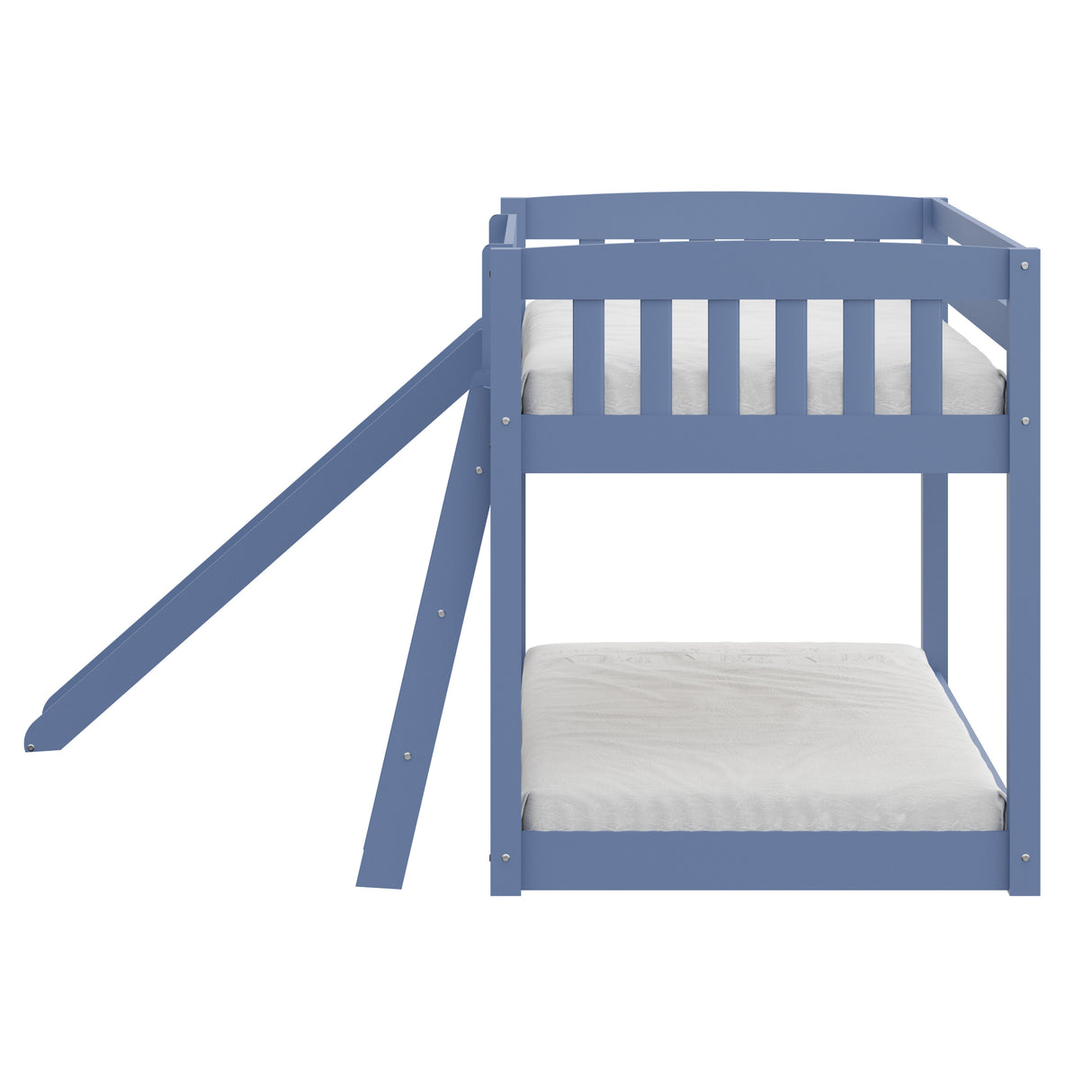 Yes4wood Kids Bunk Bed Twin Over Twin with Slide & Ladder, Heavy Duty Solid Wood Twin Bunk Beds Frame with Safety Guardrails for Toddlers, Blue - Home Elegance USA