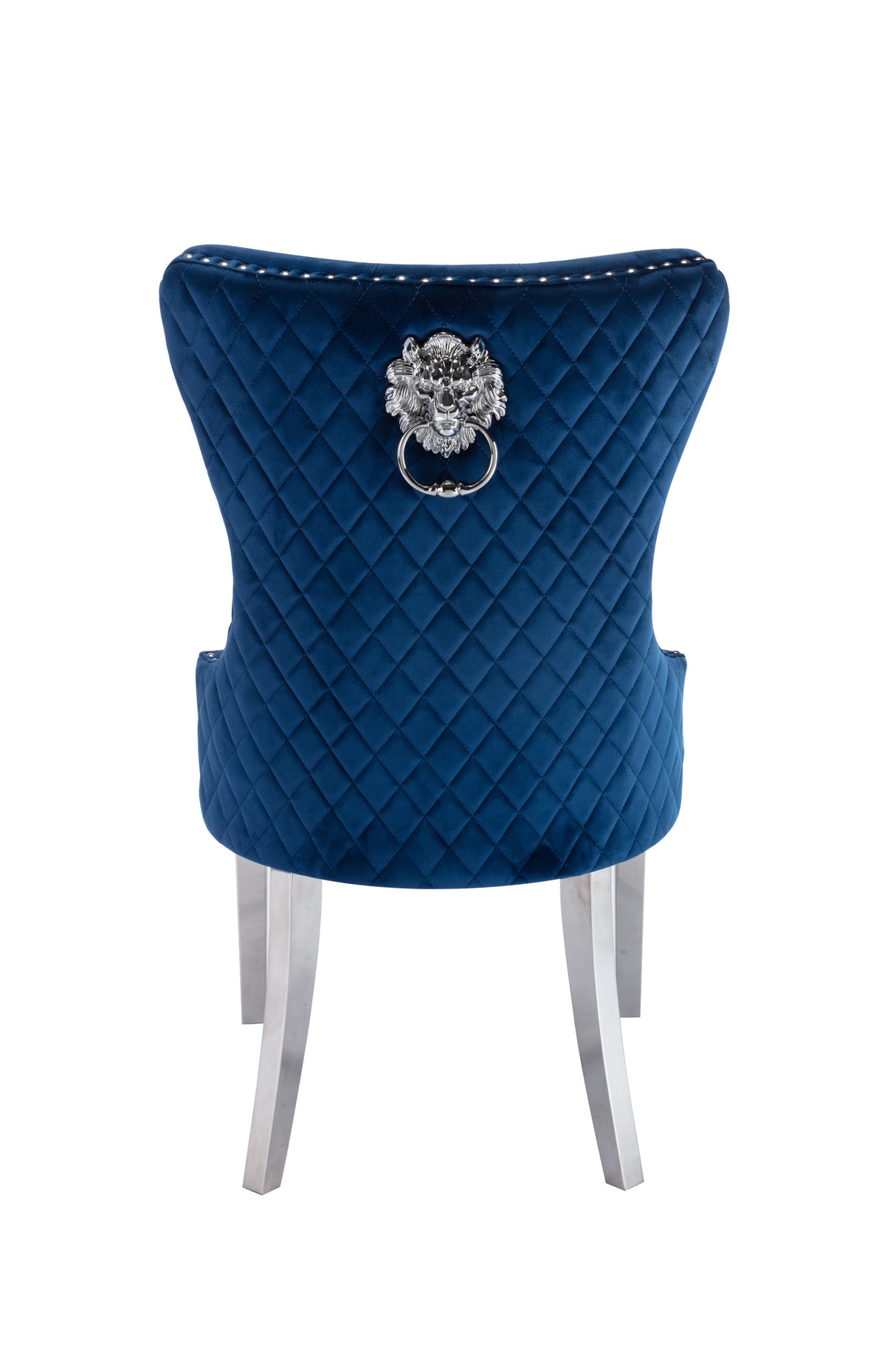 Simba Stainless Steel 2 Piece Chair Finish with Velvet Fabric in Blue - Home Elegance USA