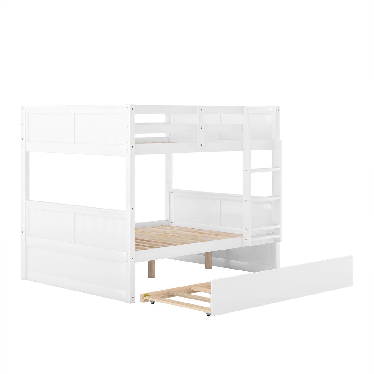 Full Over Full Bunk Bed with Twin Size Trundle, White ( old sku: LP000250AAK ) - Home Elegance USA