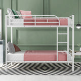 Twin Over Twin Metal Bunk Bed (White)( old sku: MF189201KAA ) - Home Elegance USA